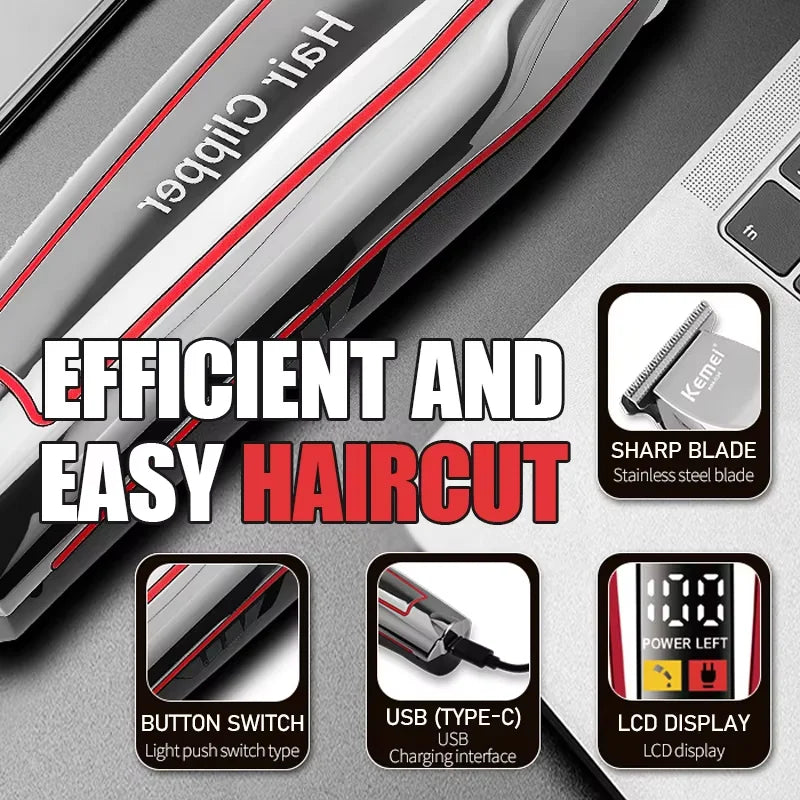 Kemei Professional Hair Clipper & Trimmer Kit – Cordless Barber Set